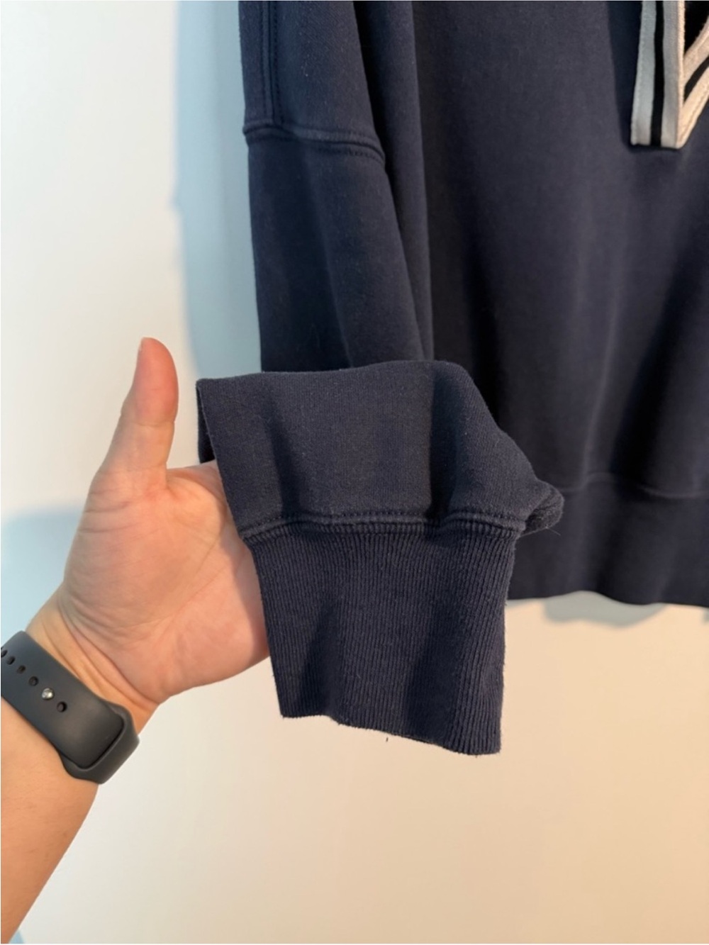 Abercrombie & Fitch Navy Sailor-Collar Pullover with Cream Trim - Picture 3 of 5